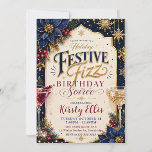 Holiday Festive Fizz Birthday Soirée Invitation