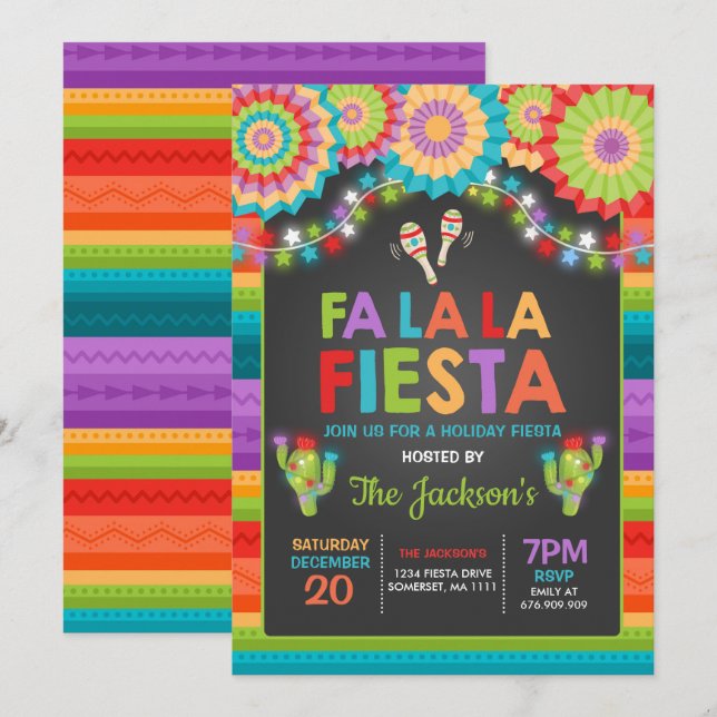 Holiday Fiesta Party Invitation Fa La La Fiesta (Front/Back)