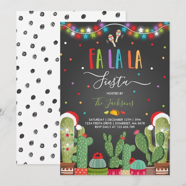 Holiday Fiesta Party Invitation Fa La La Fiesta (Front/Back)