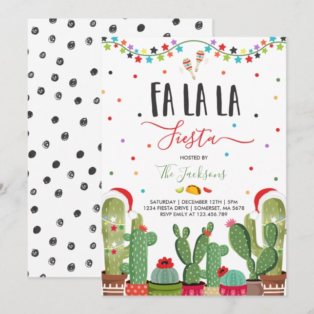 Holiday Fiesta Party Invitation Fa La La Fiesta (Front/Back)