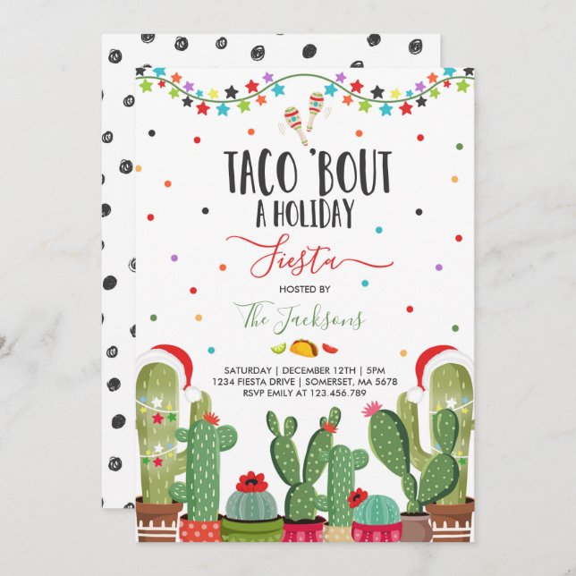 Holiday Fiesta Party Invitation Taco 'Bout A Party (Front/Back)