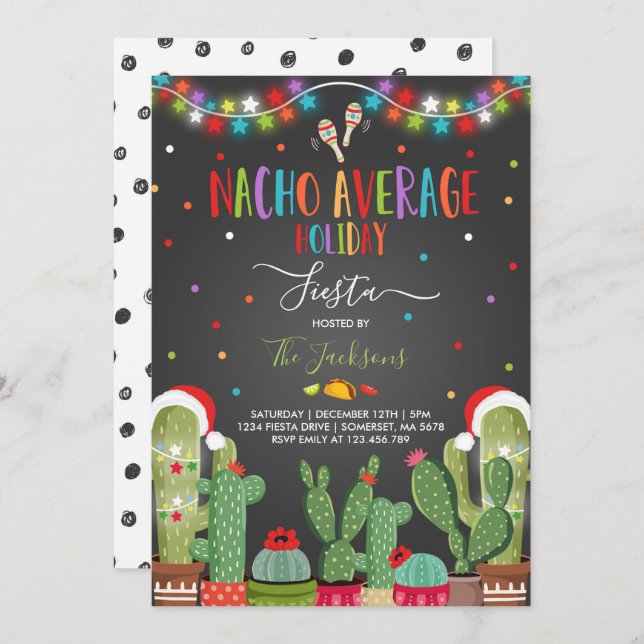Holiday Fiesta Party Invite Nacho Average Party (Front/Back)