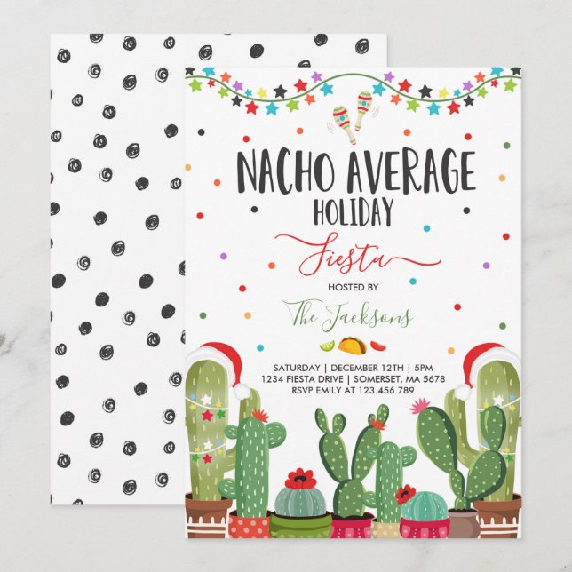 Holiday Fiesta Party Invite Nacho Average Party (Front/Back)