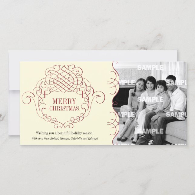 Holiday Filigree Ornamental photo card (Front)