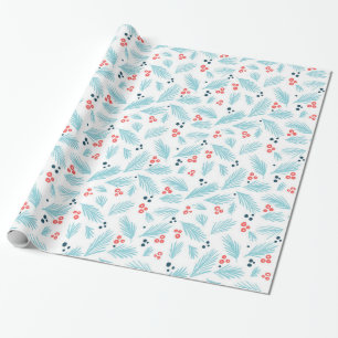 Holiday fir and berries pattern wrapping paper