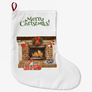 Holiday Fireplace Christmas Stocking