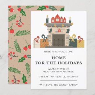 Holiday Fireplace Winter Weve Moved Holiday Card