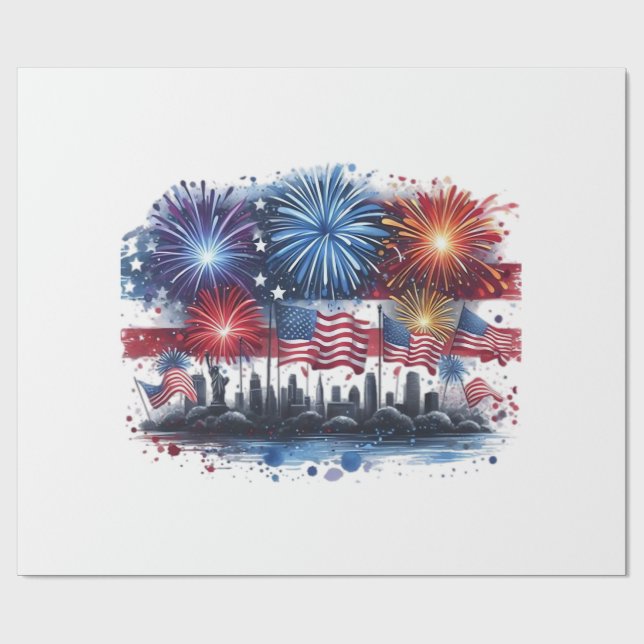 Holiday Firework Classic Wrapping Paper (Flat)
