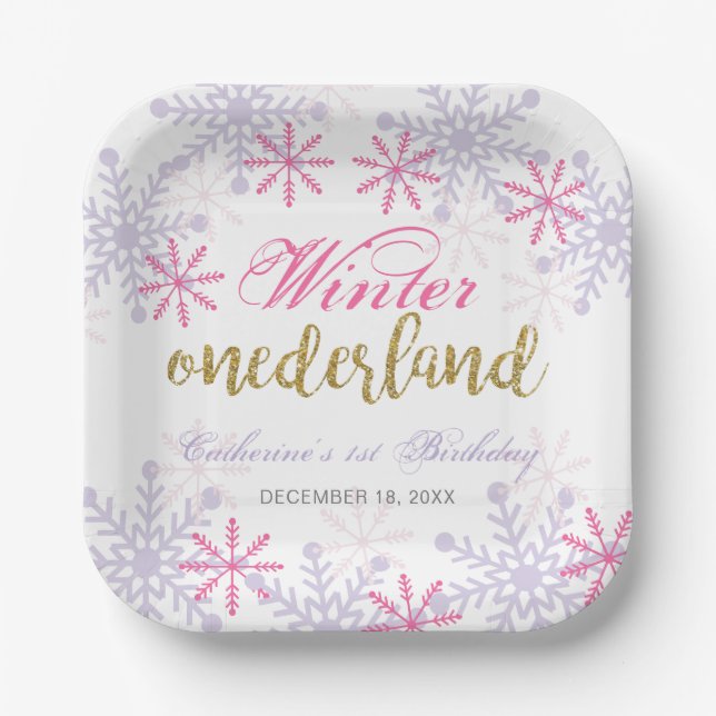 Holiday First Birthday Winter Onederland Custom Paper Plate (Front)