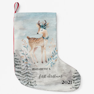 Holiday First Christmas Baby Reindeer Small Christmas Stocking