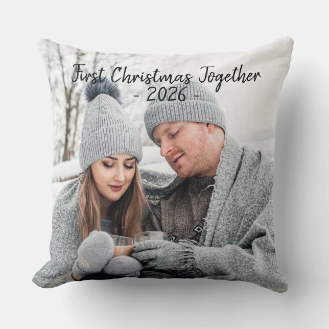 Holiday First Christmas Photo Seasonal Cushion (Front)