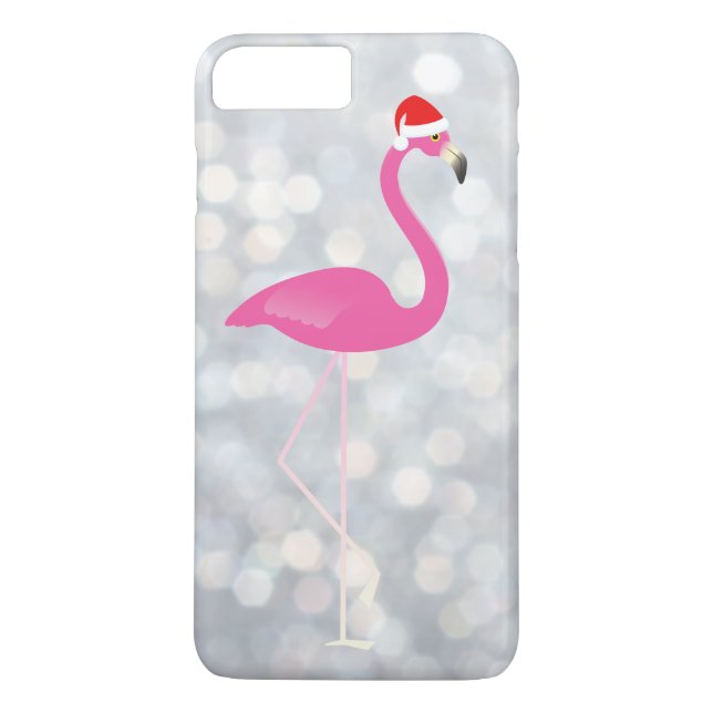 Holiday Flamingo iPhone 7 on silver lights Case-Mate iPhone Case (Back)