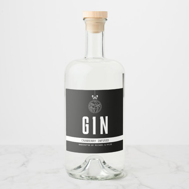 Holiday Flavour Infused Gin  Liquor Bottle Label (Front)