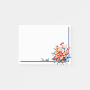 Holiday Floral Add Recipients Name Office Gift Post-it Notes