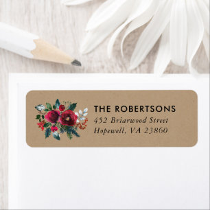 Holiday Floral Christmas Floral Return Address
