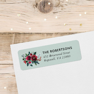 Holiday Floral Christmas Floral Return Address