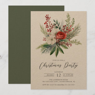 Holiday Floral Christmas Party Invitation
