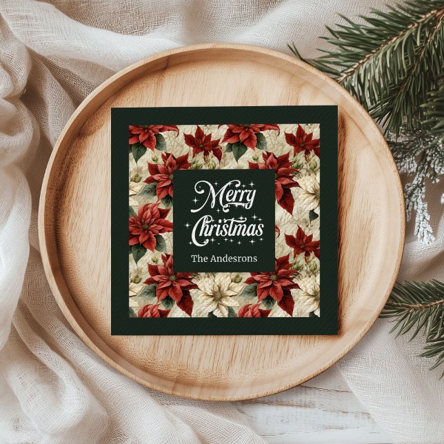 Holiday Floral Napkins Classic Red Green Blooms (Holiday Floral Napkins Classic Red Green Blooms)