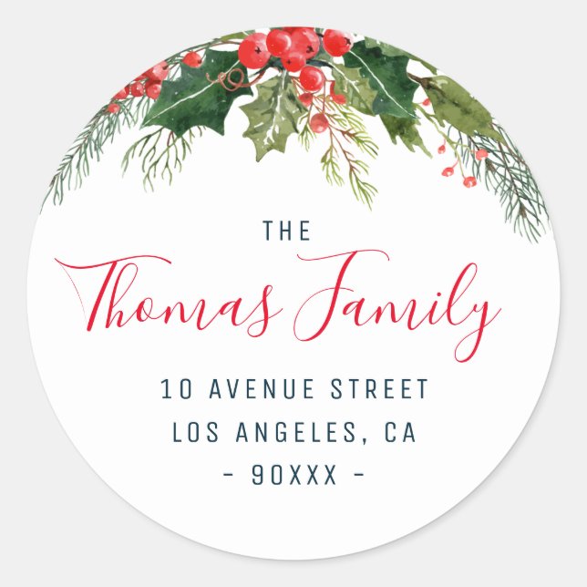 holiday floral return address sticker (Front)