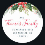 holiday floral return address sticker<br><div class="desc">This sticker has a wonderful hand drawn winter watercolor flowers and red text. The text details can be personalised for colour,  font and placement.</div>