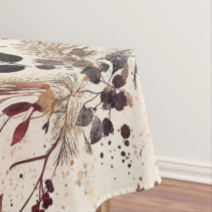 Holiday floral watercolor dried flowers tablecloth