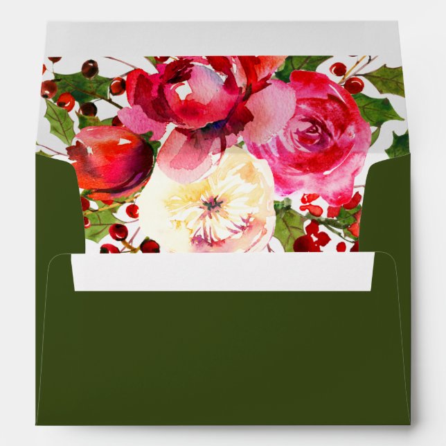 Holiday Floral Wedding | Deep Green Envelopes (Back (Bottom))