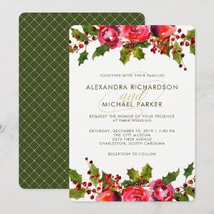 Holiday Floral Wedding Invitation
