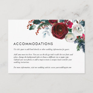 Holiday Floral Winter Wedding Details Insert Card
