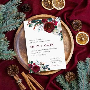 Holiday Floral Winter Wedding Invitation