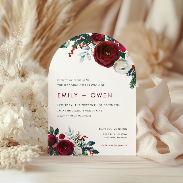 Holiday Floral Winter Wedding Invitation (Creator Uploaded)