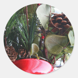 Holiday Flower Arrangement Classic Round Sticker