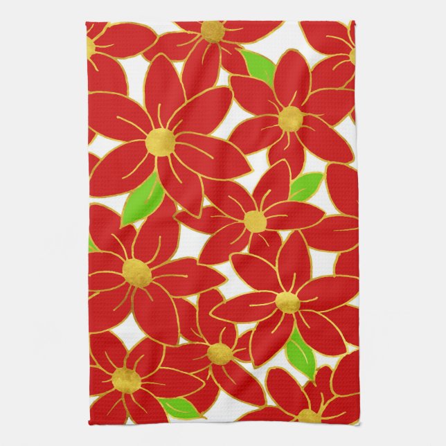 Holiday Flowers 2 Tea Towel (Vertical)