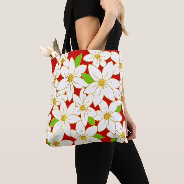 Holiday Flowers Tote Bag (Close Up)