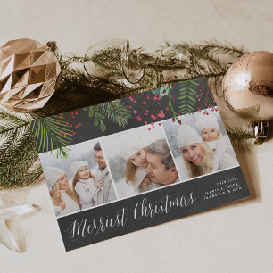 Holiday Foliage   Chalkboard Photo Collage Card