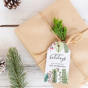 Holiday Foliage Christmas Personalised Gift Tags