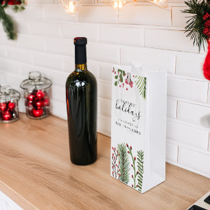 Holiday Foliage Personalised Wine Gift Bag