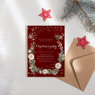 holiday foliage sparkle Christmas Party Invitation