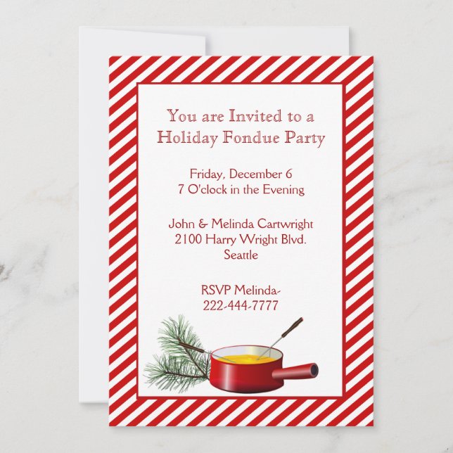 Holiday Fondue Party Invitation (Front)