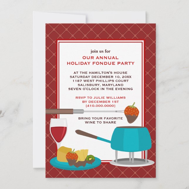 Holiday Fondue Party Invitations (Front)