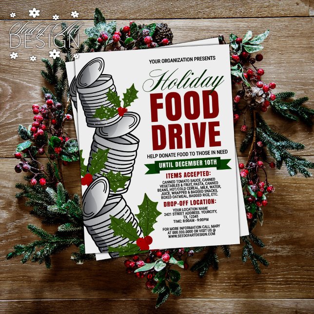 Holiday Food Drive Canned Food Mistletoe Charity Flyer (Creator Uploaded)