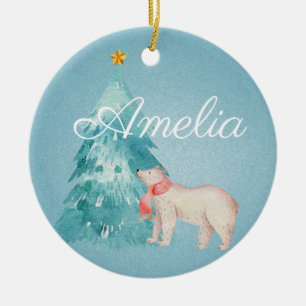 Holiday Forest Scene Personalised Ceramic Tree Decoration
