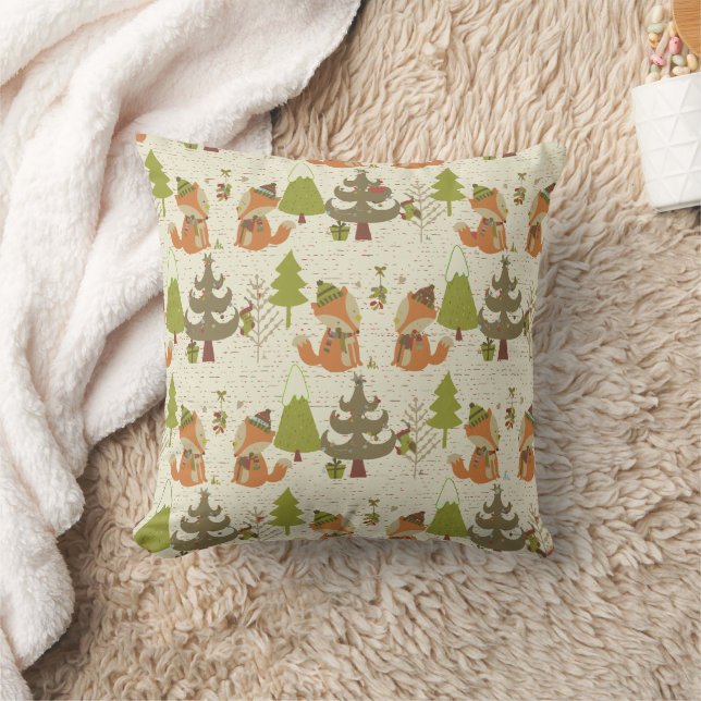 Holiday Fox Christmas Cushion (Blanket)