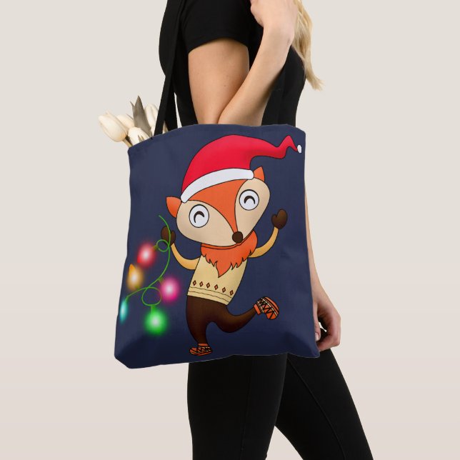 Holiday Fox Tote Bag (Close Up)