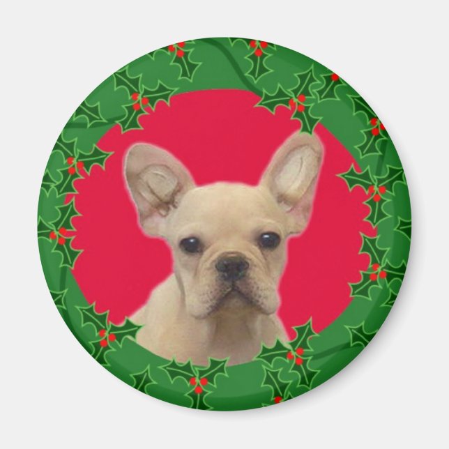 Holiday French Bulldog magnet (Front)