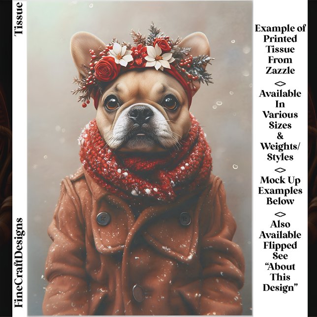 Holiday Frenchie, Floral Headband EE1L Decoupage Tissue Paper (Creator Uploaded)