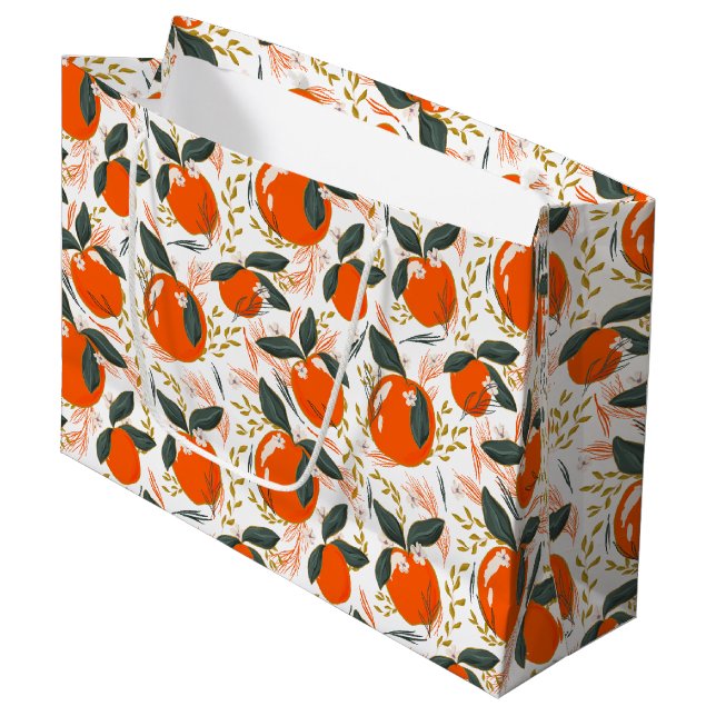 Holiday fruit and flowers pattern large gift bag (Front Angled)
