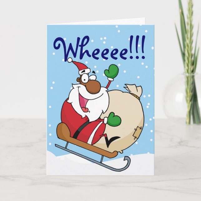 Holiday Fun Black Santa Claus Riding Sled (Front)