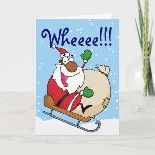 Holiday Fun Black Santa Claus Riding Sled