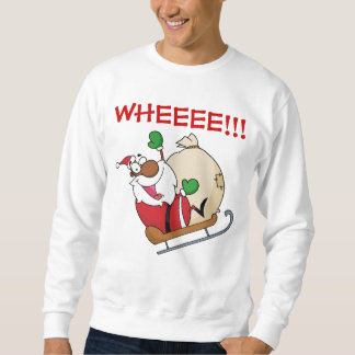 Holiday Fun Black Santa Claus Riding Sled Sweatshirt