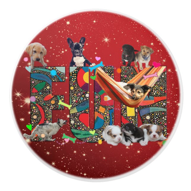 Holiday Fun (cute dogs) Ceramic Knob (Front)